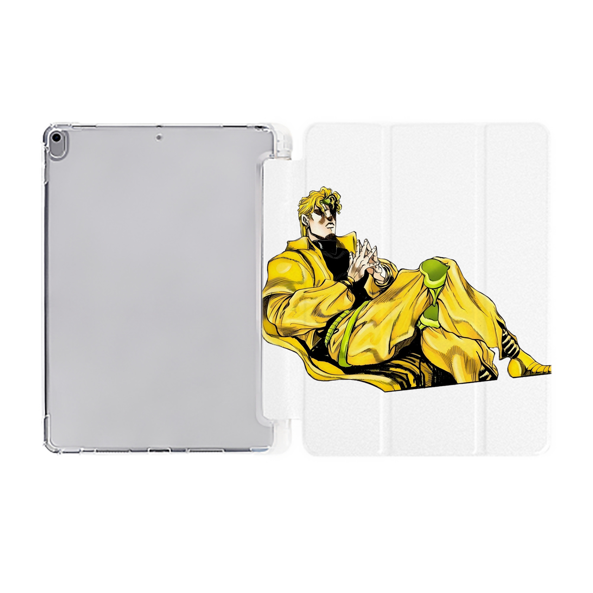 （画像用） ジョジョの奇妙な冒険 ディオ?ブランドー JoJo's Bizarre Adventure Dio Brando IPad ケース ペン収納付き 三つ折りスタンド PUレザー×シリコン 対応機種9.5/10.5/10.9インチ